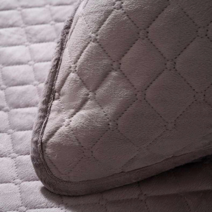 Veronica 3-Piece Velvet Quilted Bedspread Set 220X240Cm - Grey