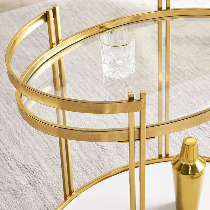 Vertex Serving Trolley 2 Tier Marble - White & Gold