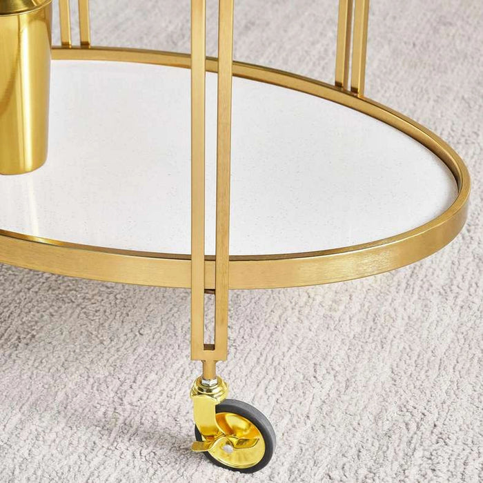 Vertex Serving Trolley 2 Tier Marble - White & Gold