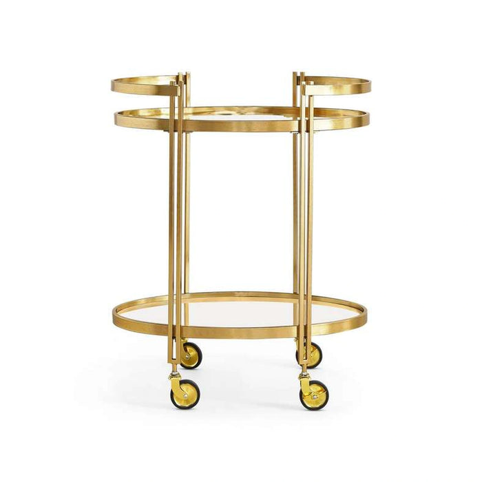 Vertex Serving Trolley 2 Tier Marble - White & Gold
