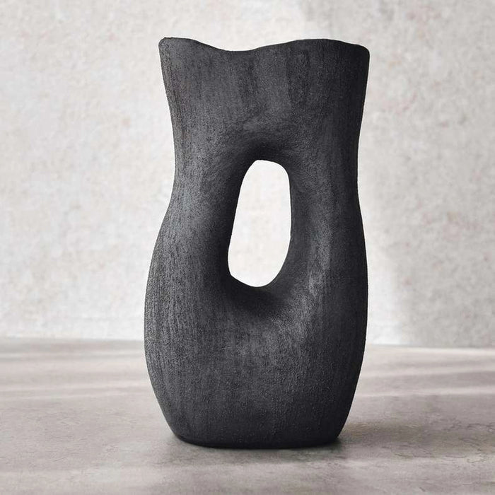 Vesna Stoneware Hollow Vase 9.8X6.5X17.8Cm - Black