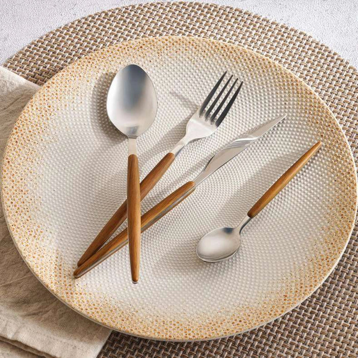 Vesper 16-Piece Cutlery Set - Chrome & Brown