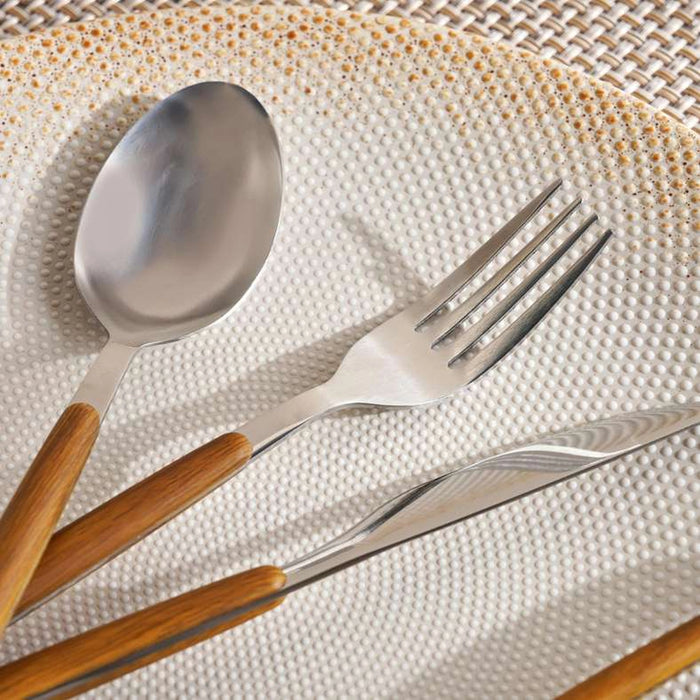 Vesper 16-Piece Cutlery Set - Chrome & Brown