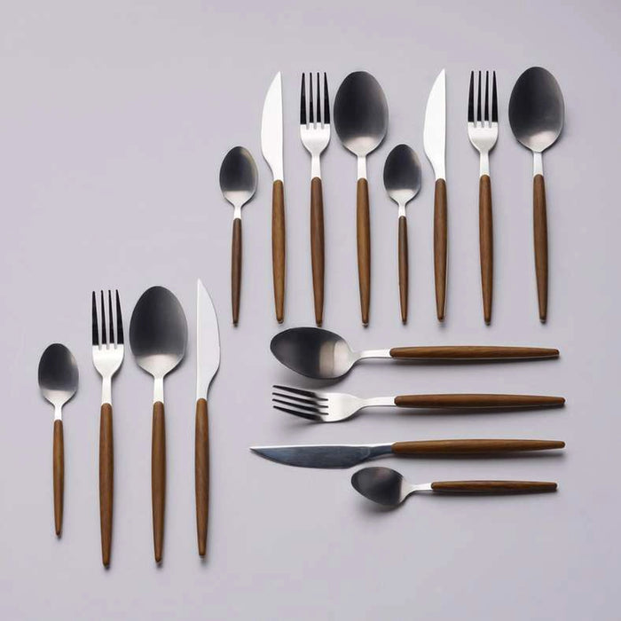 Vesper 16-Piece Cutlery Set - Chrome & Brown