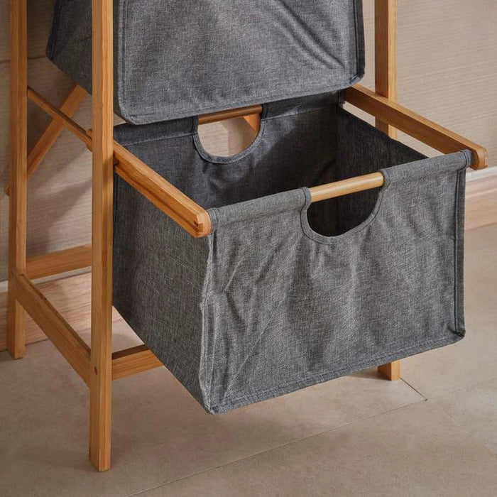 Vesper 3-Tier Bamboo Storage Drawers 40X30X95Cm - Natural And Grey