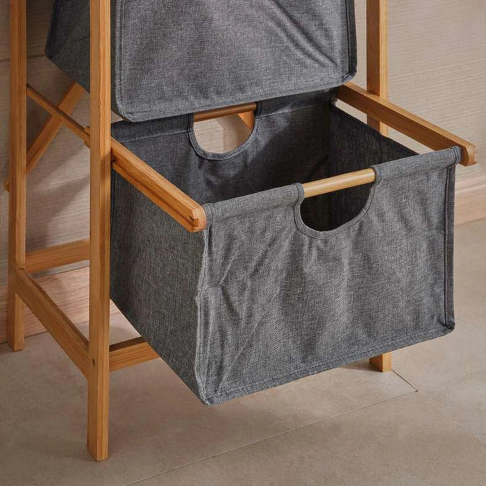 Vesper 3-Tier Bamboo Storage Drawers 40X30X95Cm - Natural And Grey