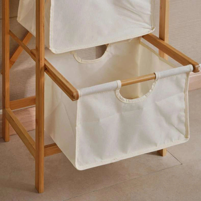 Vesper 3-Tier Bamboo Storage Drawers 95Cm - Natural And White Pan Home