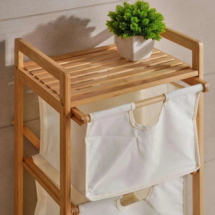 Vesper 3-Tier Bamboo Storage Drawers 95Cm - Natural And White Pan Home