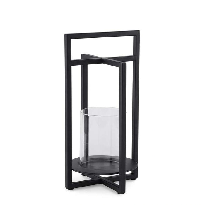 Vibe Metal Lantern With Glass 15X15X30Cm- Black