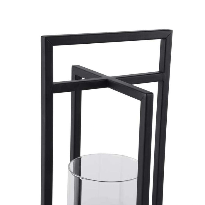 Vibe Metal Lantern With Glass 15X15X30Cm- Black