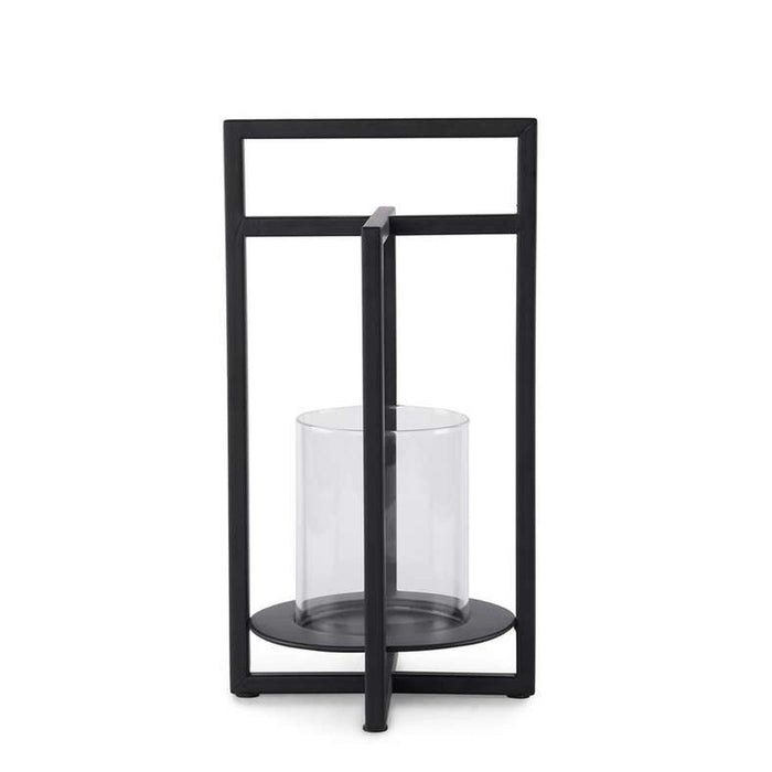 Vibe Metal Lantern With Glass 15X15X30Cm- Black