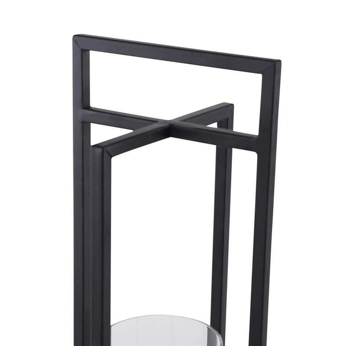 Vibe Metal Lantern With Glass 16X16X38Cm- Black