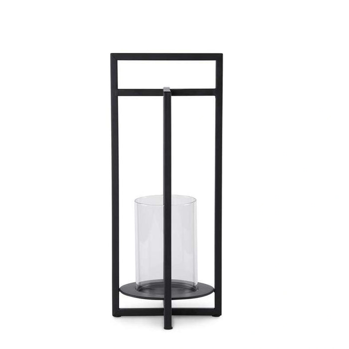 Vibe Metal Lantern With Glass 16X16X38Cm- Black