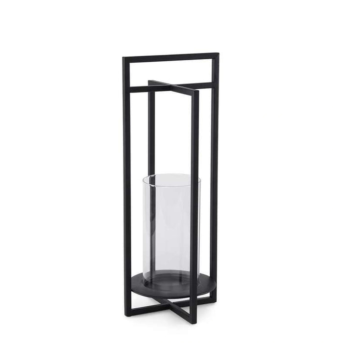 Vibe Metal Lantern With Glass 18X18X45Cm- Black