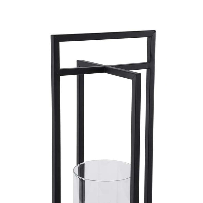 Vibe Metal Lantern With Glass 18X18X45Cm- Black