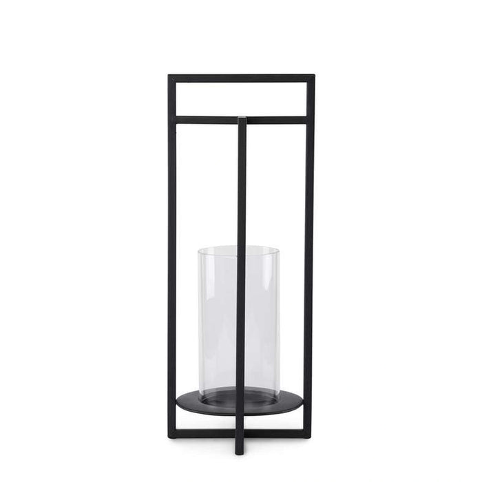 Vibe Metal Lantern With Glass 18X18X45Cm- Black