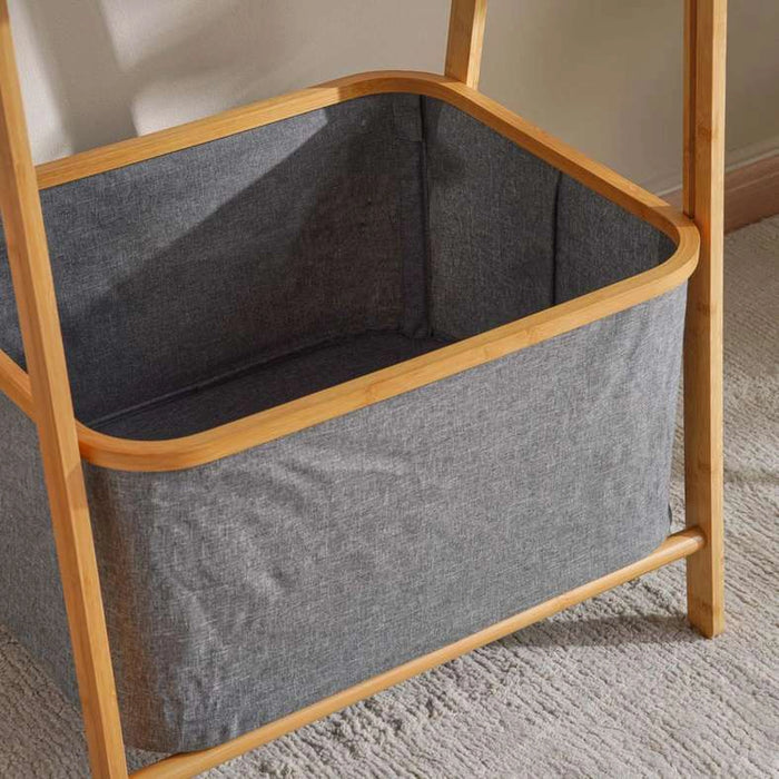 Vida Bamboo Foldable Cloth Rack With Storage 60X45X160 - Natural