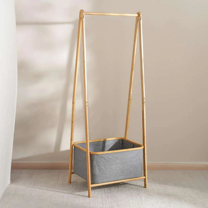 Vida Bamboo Foldable Cloth Rack With Storage 60X45X160 - Natural