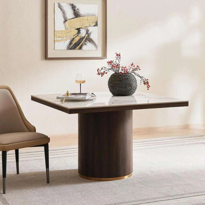 Vienna 4 Seater Dining Table Ceramic - Oak & Brown