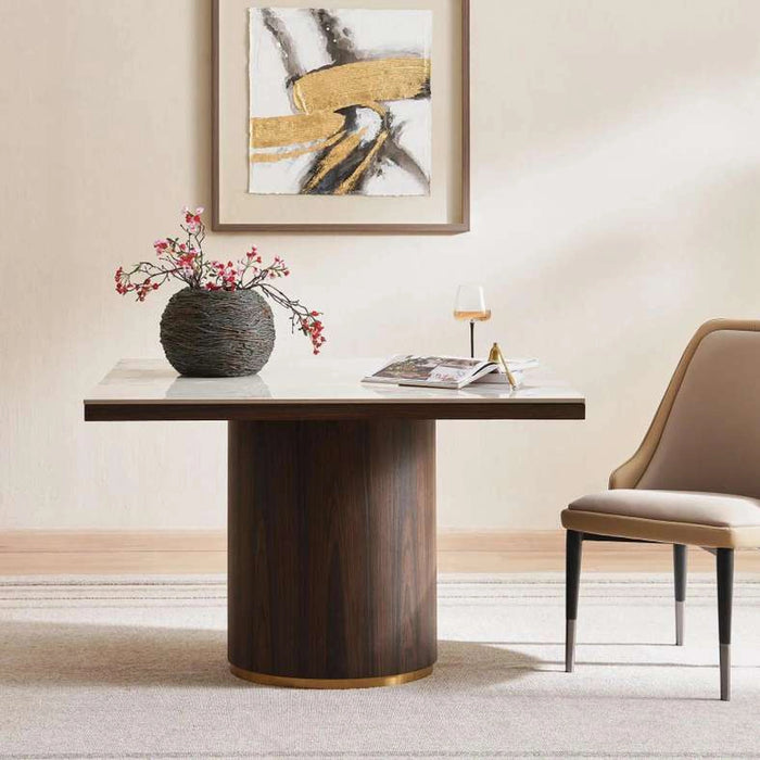 Vienna 4 Seater Dining Table Ceramic - Oak & Brown