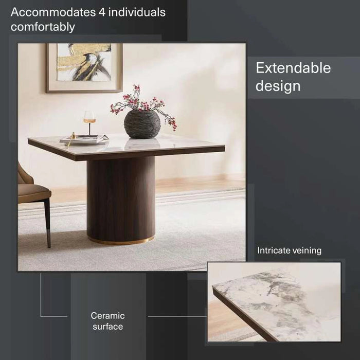 Vienna 4 Seater Dining Table Ceramic - Oak & Brown