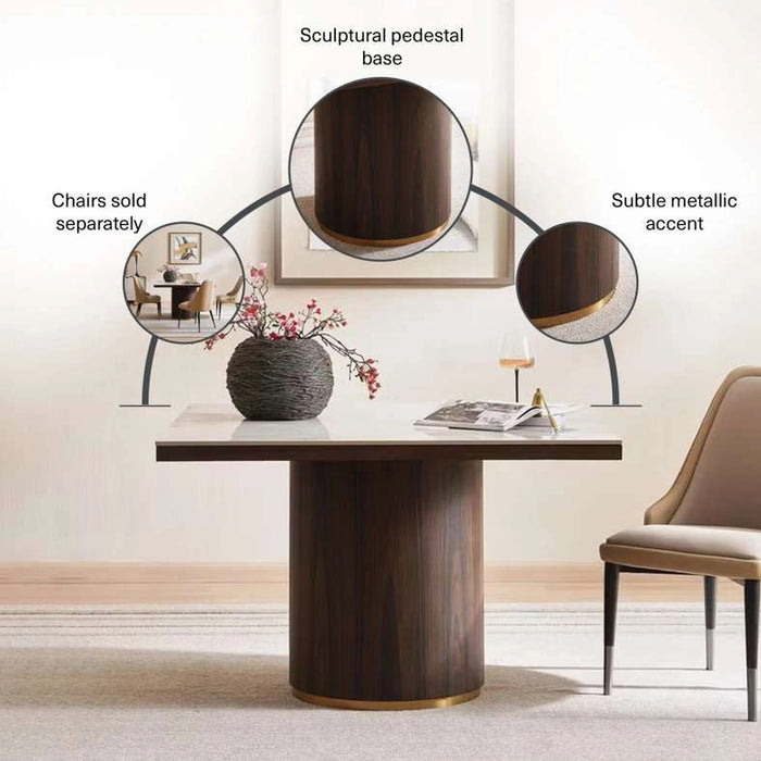 Vienna 4 Seater Dining Table Ceramic - Oak & Brown