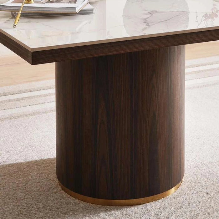 Vienna 4 Seater Dining Table Ceramic - Oak & Brown