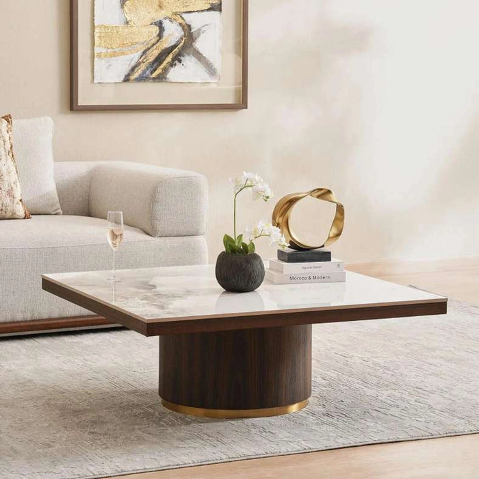 Vienna Coffee Table Ceramic - Oak & Brown ~ Brown