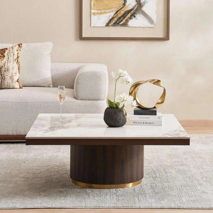 Vienna Coffee Table Ceramic - Oak & Brown ~ Brown