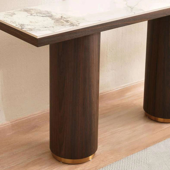 Vienna Console Table With Mirror Ceramic - Oak & Brown ~ Brown