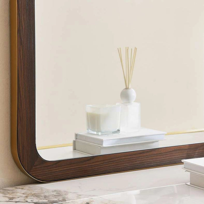 Vienna Dresser With 6 Drawers And Mirror Ceramic- Brown & Gold ~ Brown