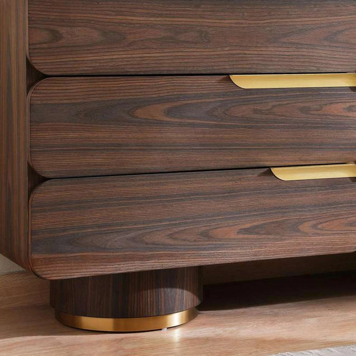 Vienna Dresser With 6 Drawers And Mirror Ceramic- Brown & Gold ~ Brown