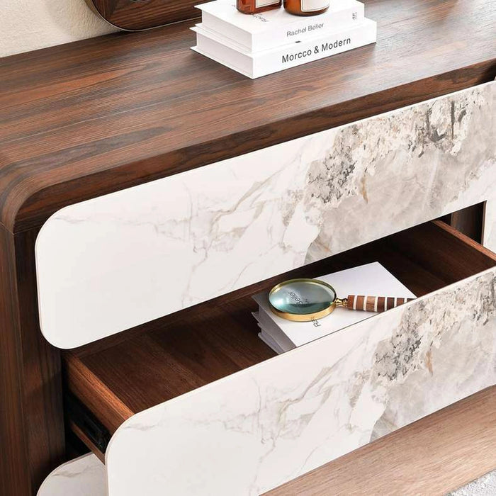 Vienna Dresser With 6 Drawers And Mirror Ceramic- Oak & Brown
