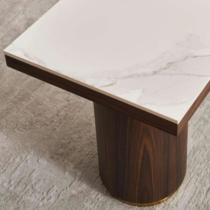 Vienna End Table Ceramic - Oak & Brown ~ Brown