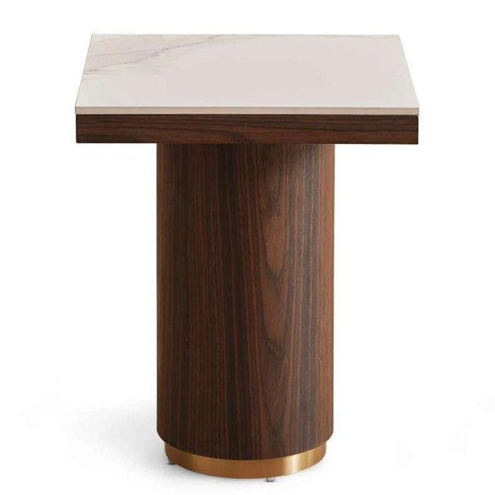 Vienna End Table Ceramic - Oak & Brown ~ Brown