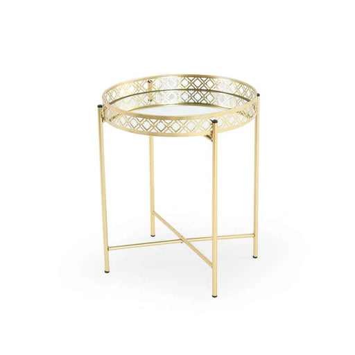 Viggo Accent Table Mirror Round - Gold Pan Home