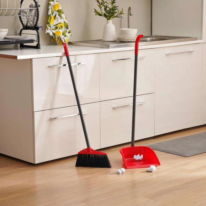 Vileda Long Handle Dustpan And Broom 25X24X88Cm -Red