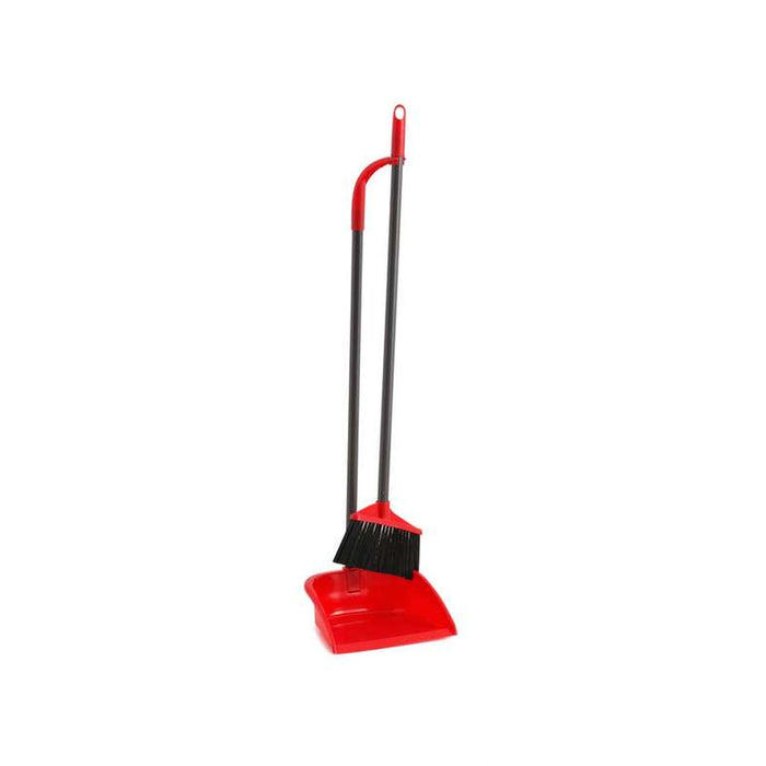 Vileda Long Handle Dustpan And Broom 25X24X88Cm -Red