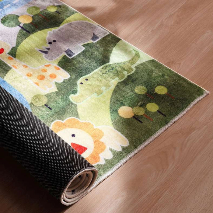 Village Map Soft Touch Printed Rug 120X160Cm - Green