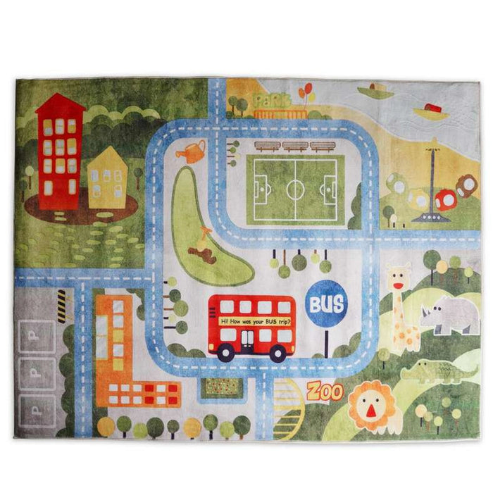 Village Map Soft Touch Printed Rug 120X160Cm - Green