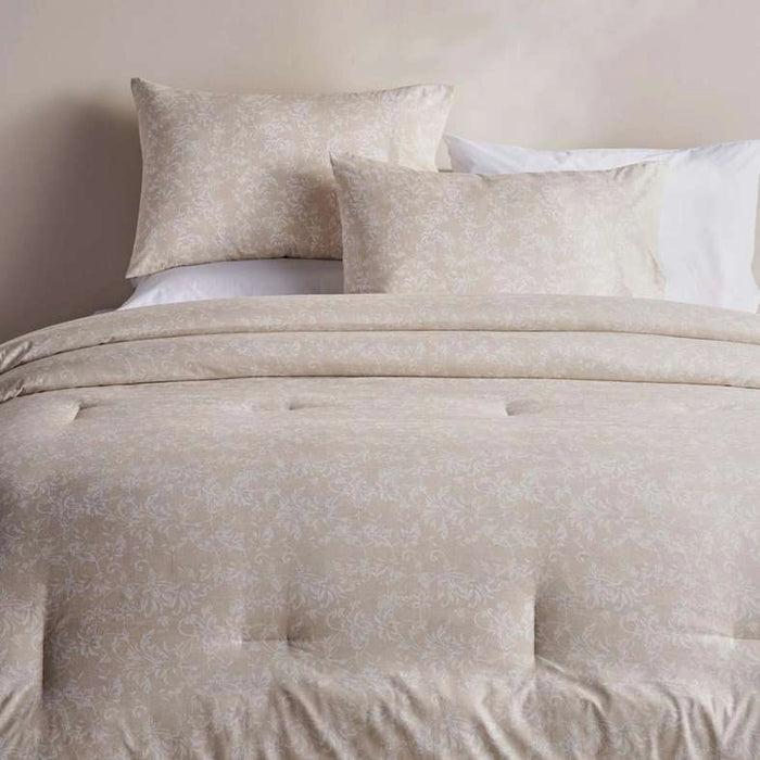 Vine Floral 3-Piece Full Comforter Set 160X220Cm - Beige