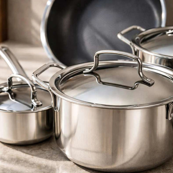 Vinod Luna 7-Piece Stainless Steel Triply Cookware Set -Chrome
