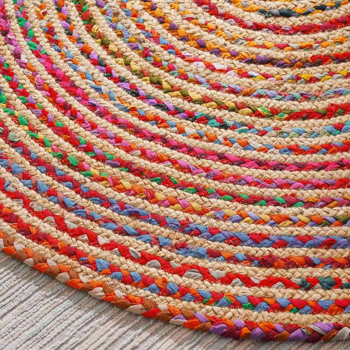 Vintage Braided Round Rug 120Cm - Red