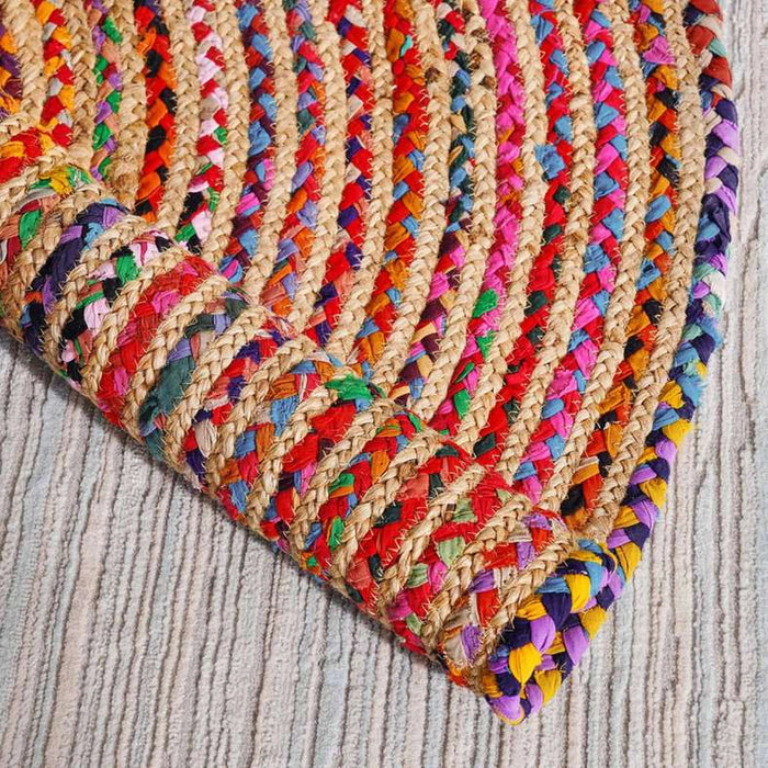 Vintage Braided Round Rug 120Cm - Red