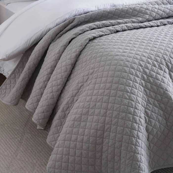 Vintage Diamond 3-Piece Bedspread Set 220X240Cm - Light Grey