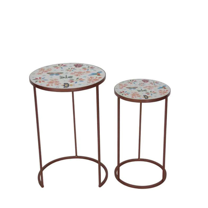 Vira Metal & Mosaic Table Set Of 2 - Red
