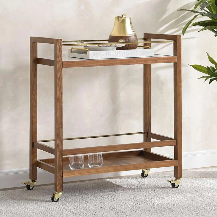 Virtue Serving Trolley 2 Tier Marble - White & Brown