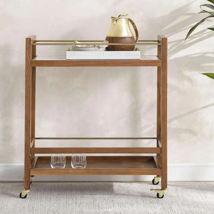 Virtue Serving Trolley 2 Tier Marble - White & Brown