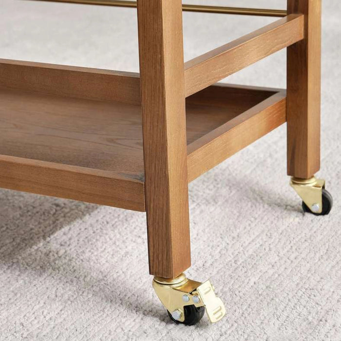 Virtue Serving Trolley 2 Tier Marble - White & Brown