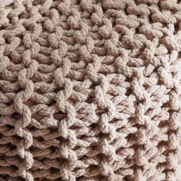 Vivian Cable Knit Foot Stool 40X40 Cm -Beige